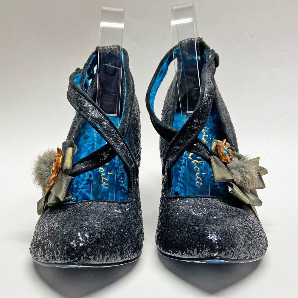 Irregular Choice Sparkle Heels in Black and Silver - Picture 2 of 10